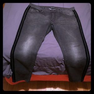 Black/Gray INC Jeans with velvet stripe
